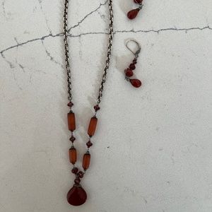Dana Kellin Deep Red Carnelian sterling silver earrings and necklace